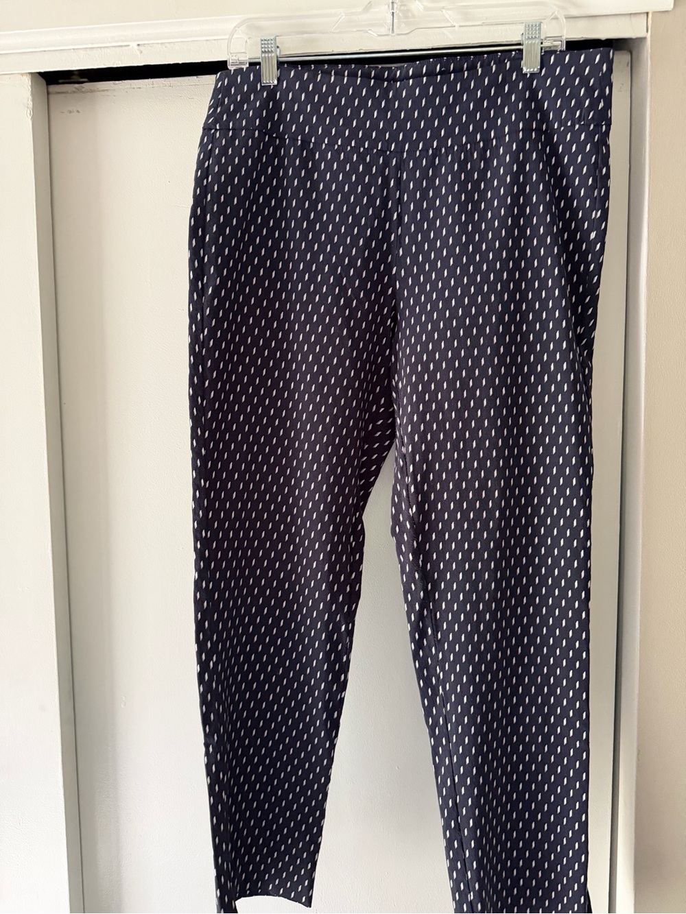 Roz & Ali Navy Pants with White Dash Pattern
